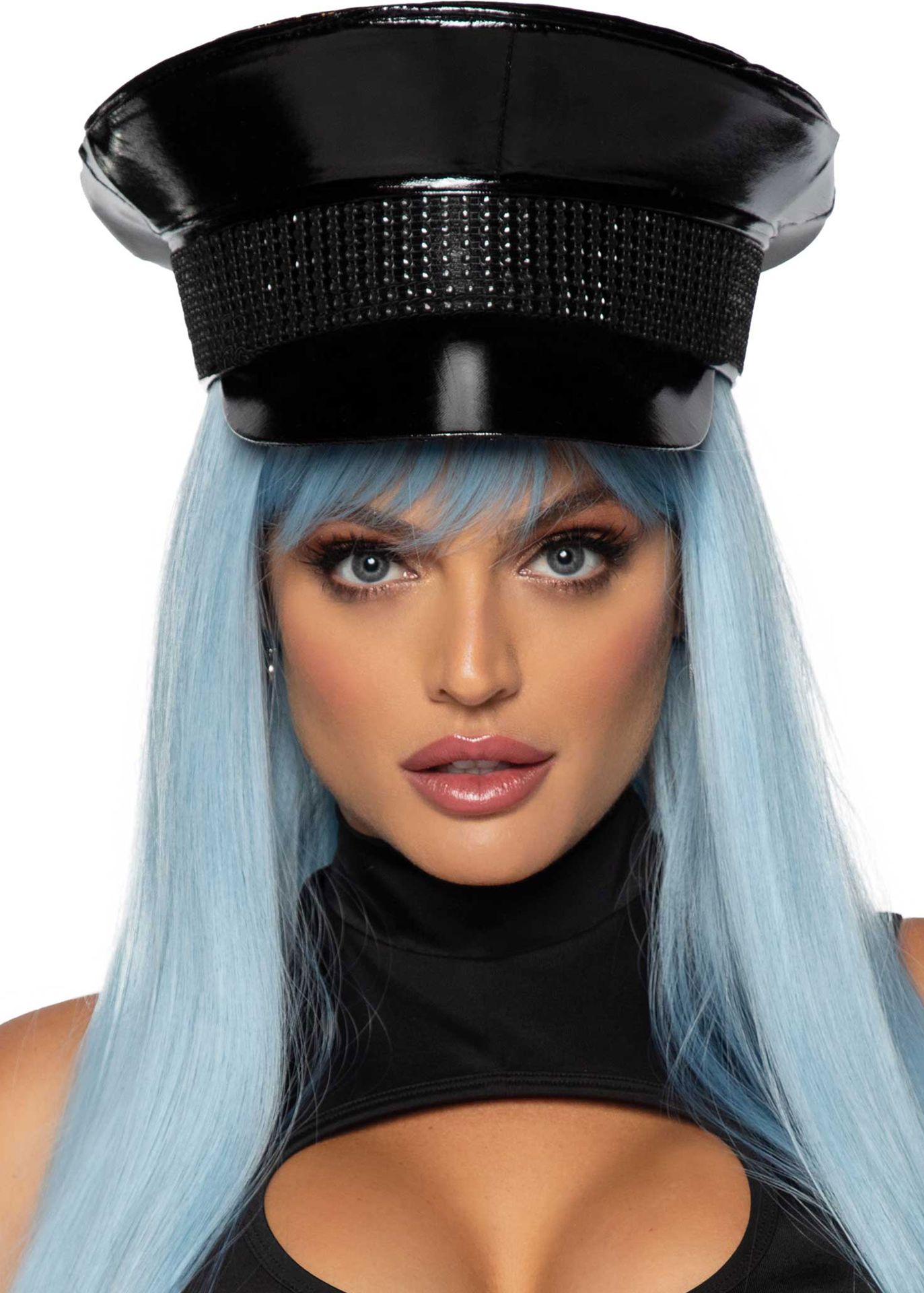 Lakleren Sexy Officiers Pet Zwart