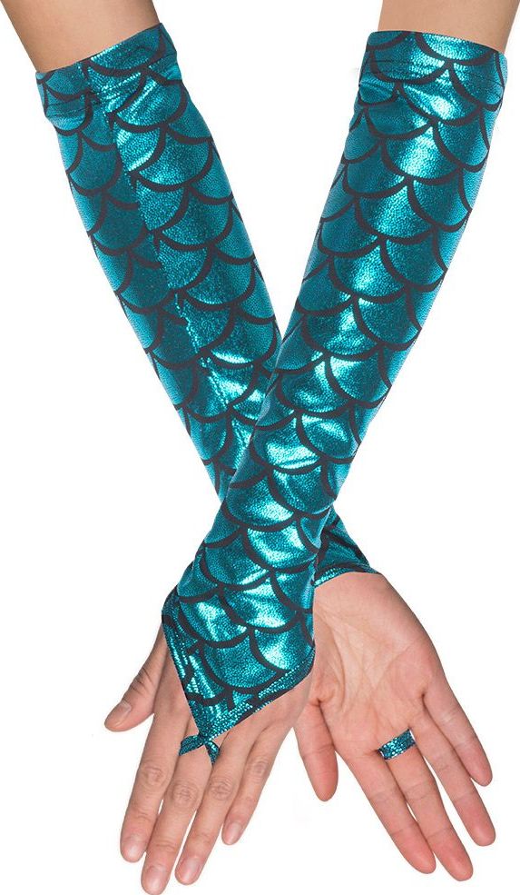 Lange Blauwe Zeemeermin Handschoenen