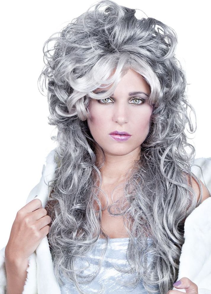Lange Grijze Pruik Dames