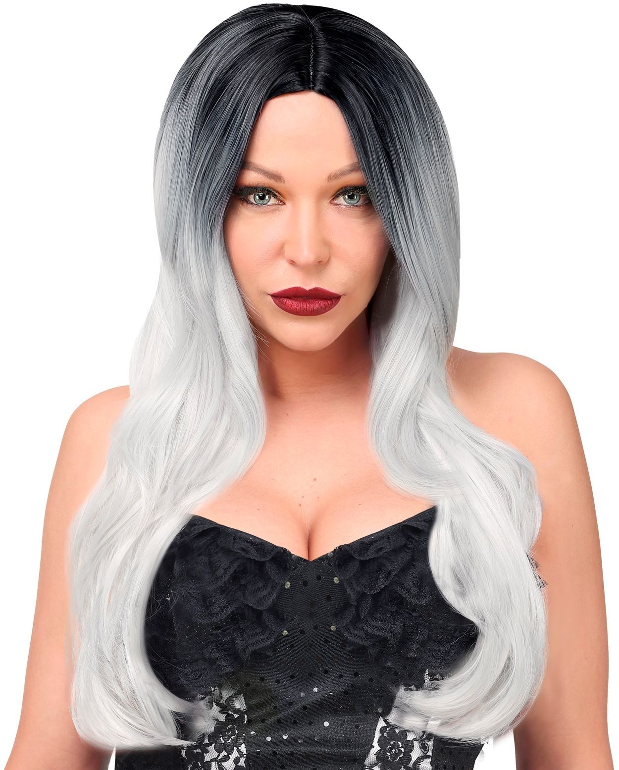 Lange Grijze Vrouwen Pruik