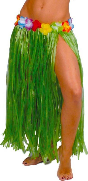 Lange Groene Hawaii Rok met Bloemen