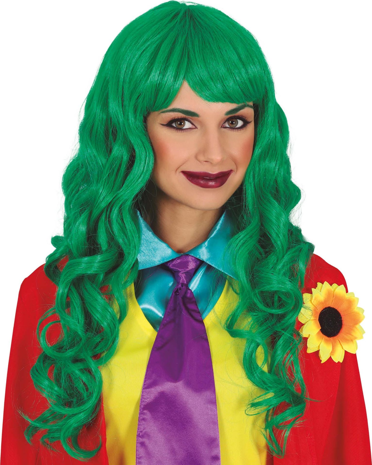 Lange Groene Joker Pruik Dames