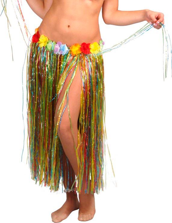 Lange Meerkleurige Hawaii Rok met Bloemen