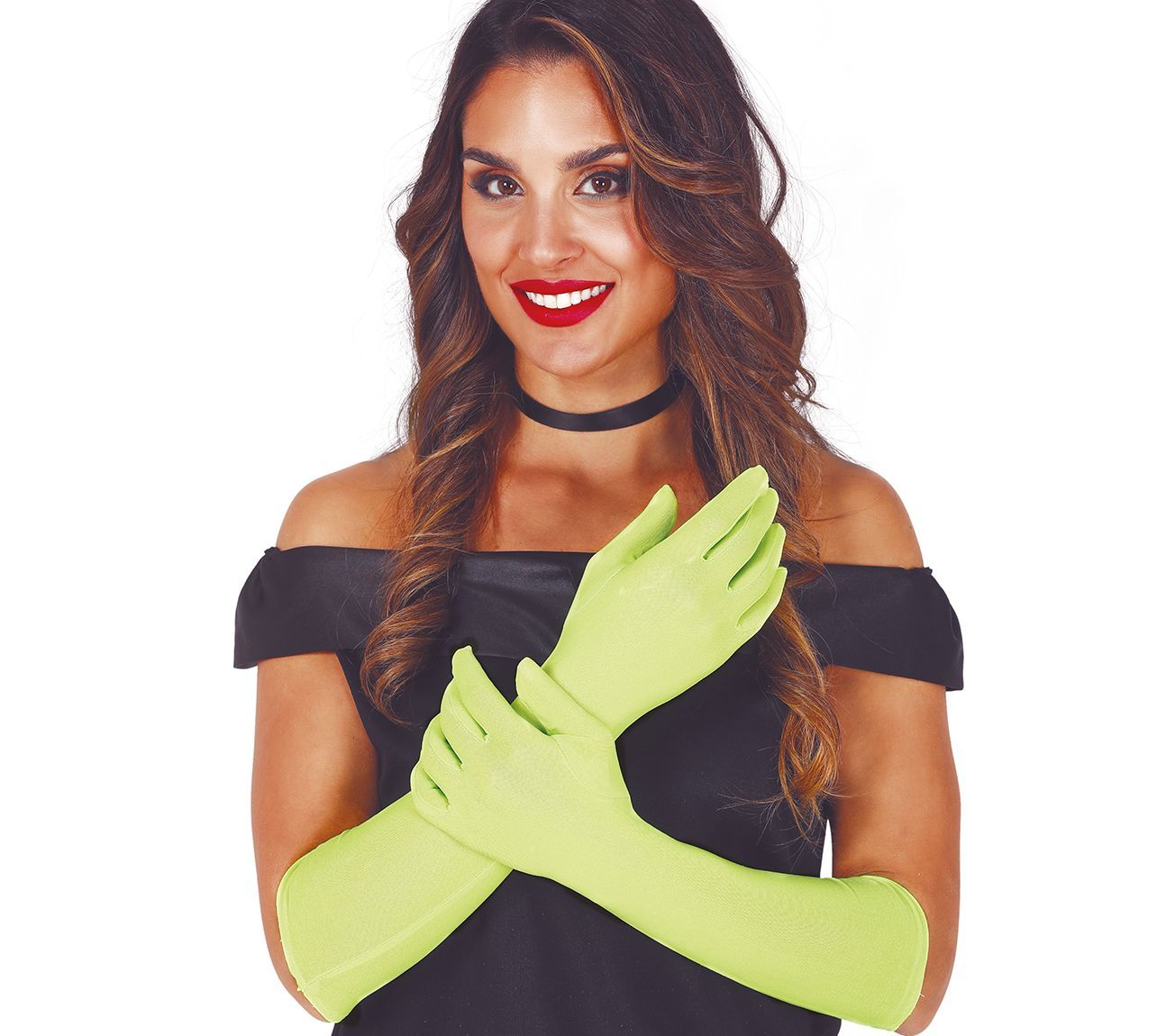 Lange neon groene basic handschoenen