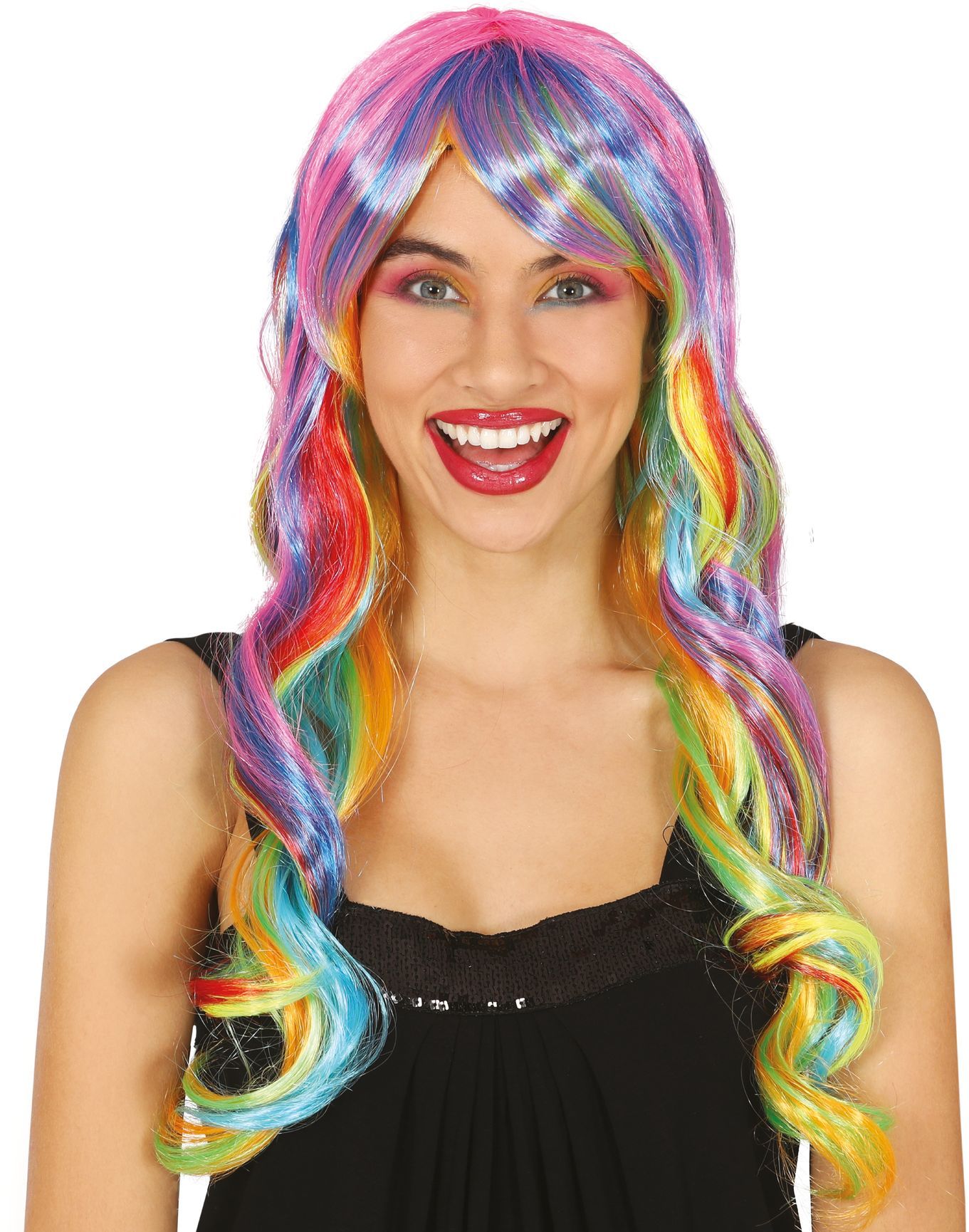 Lange Regenboog Pruik Dames