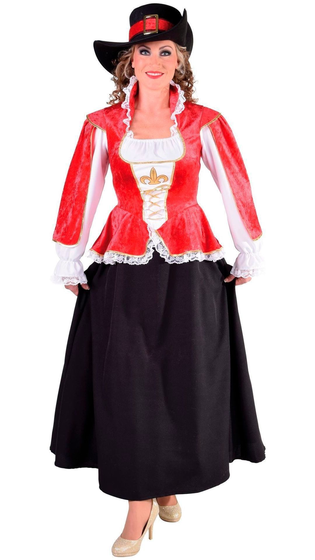 Lange Rode Musketiers Jurk Dames