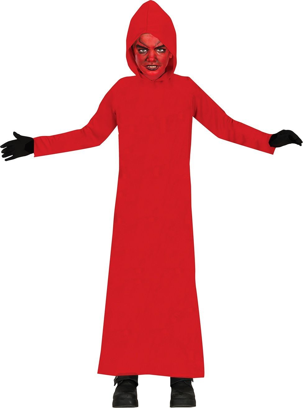 Lange Rode Satancape met Kap Kind