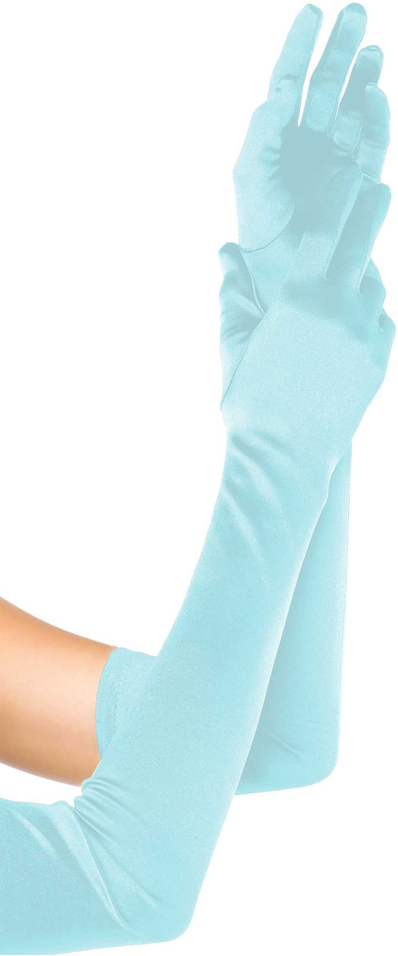 Lange satijnen handschoenen blauw