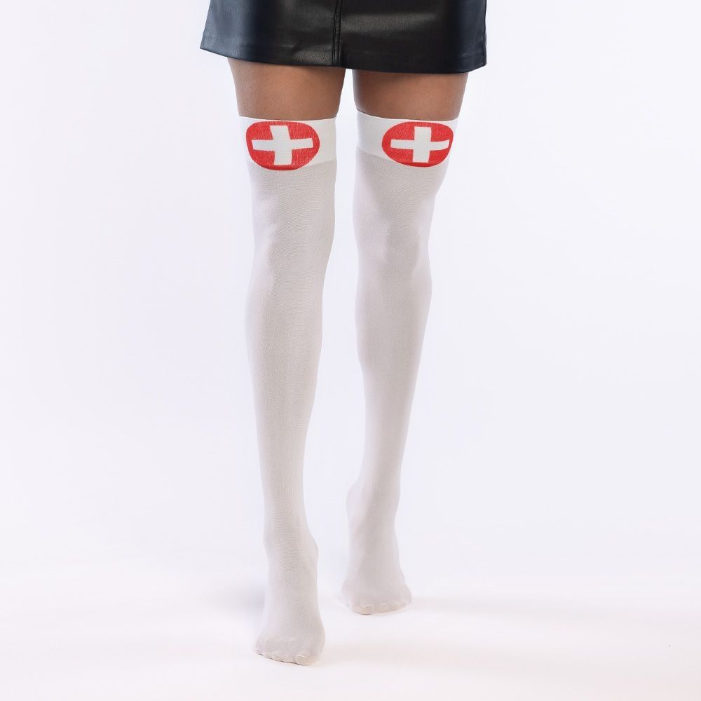 Lange Verpleegster Kousen Wit Rood