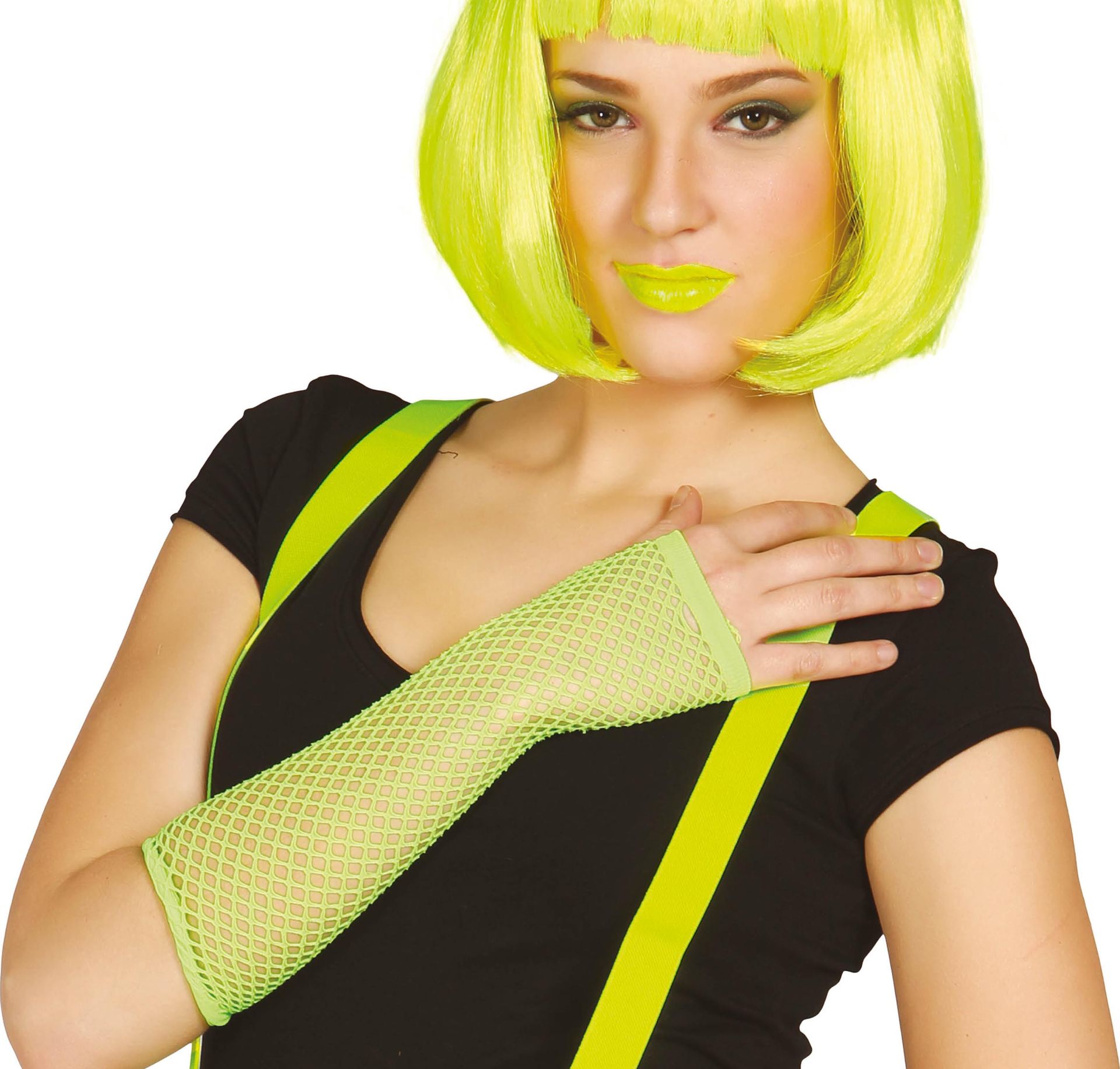 Lange Vingerloze Handschoenen Neon Groen