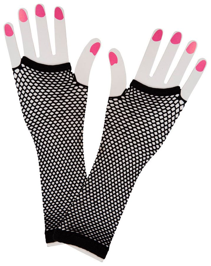 Lange visnet handschoenen zwart