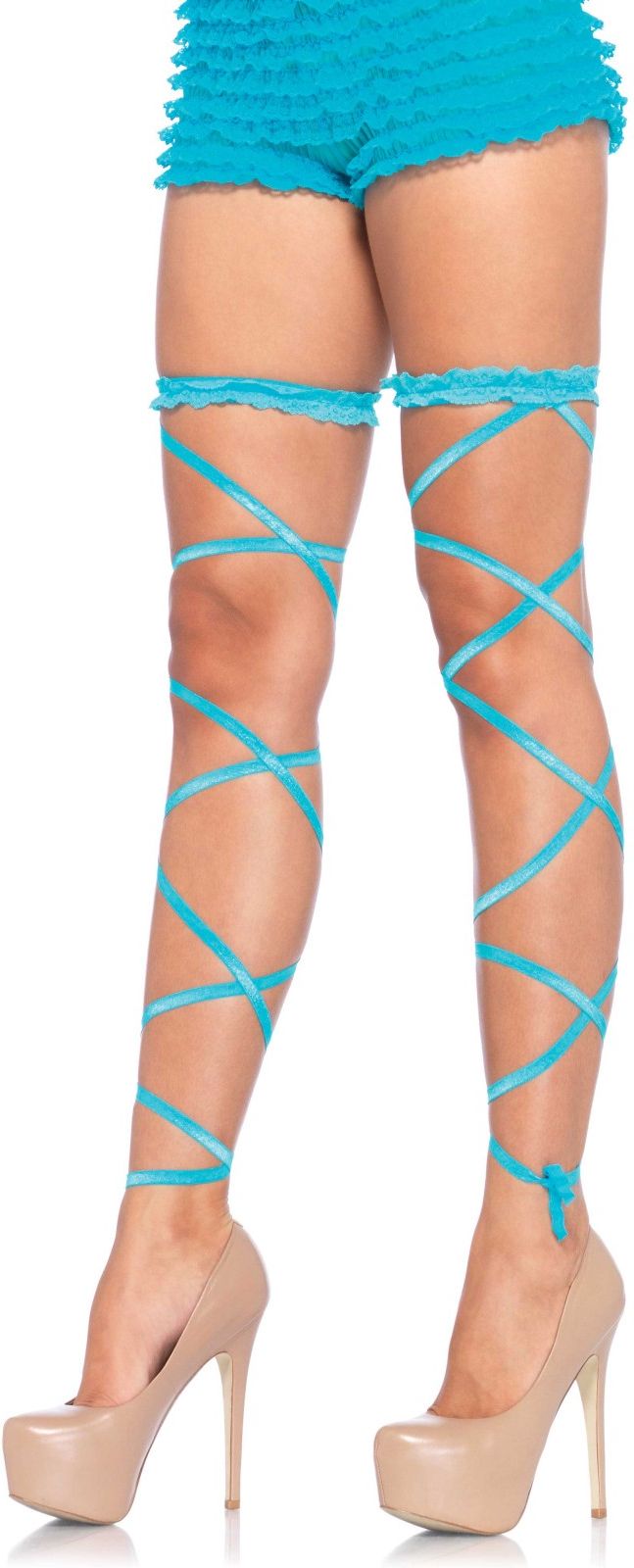 Lange Wikkel Kousenband Blauw