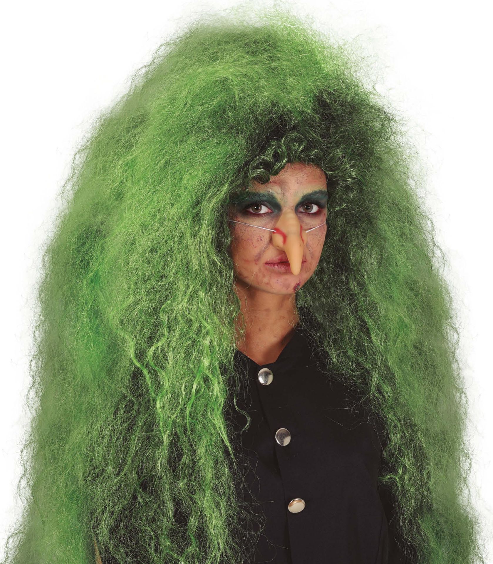 Lange Wilde Heks Pruik Groen