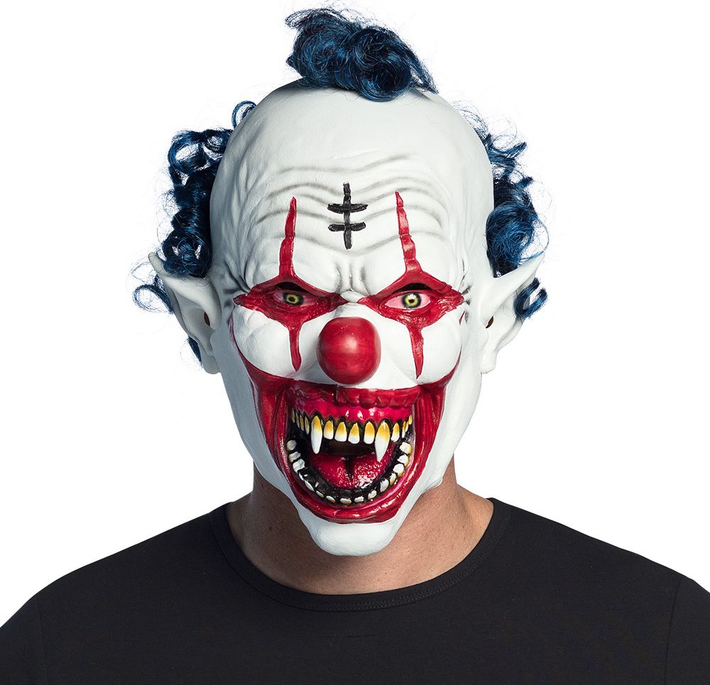 Latex Hoofdmasker Vampier Clown met Haar Halloween