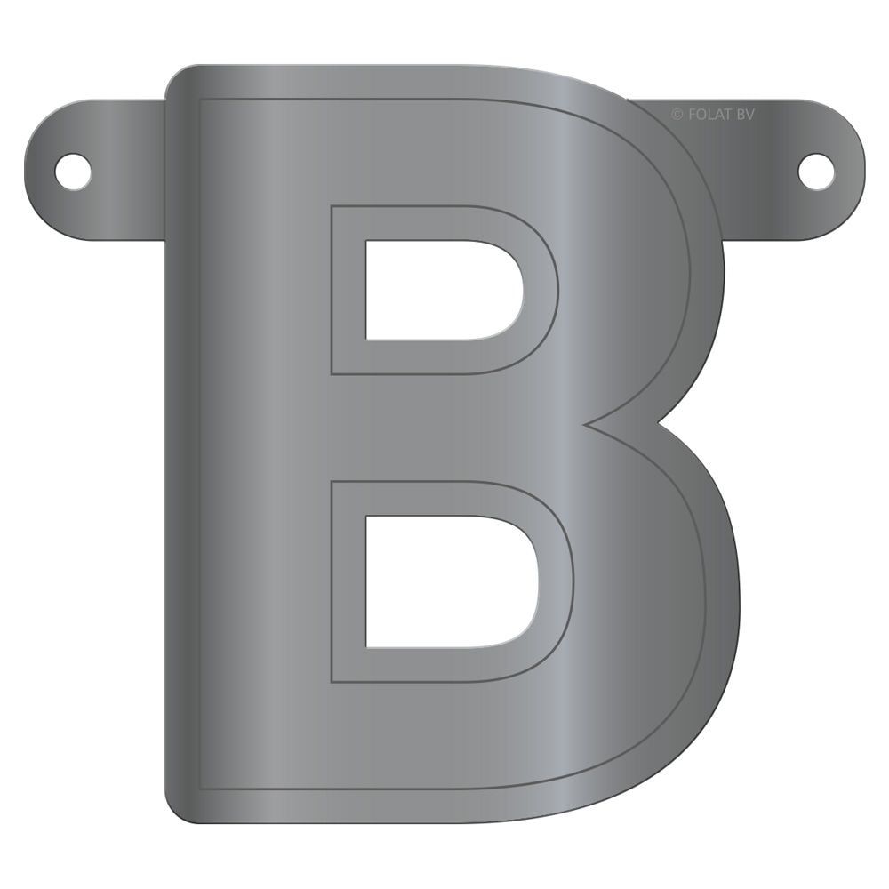 Letter B banner metallic zilver
