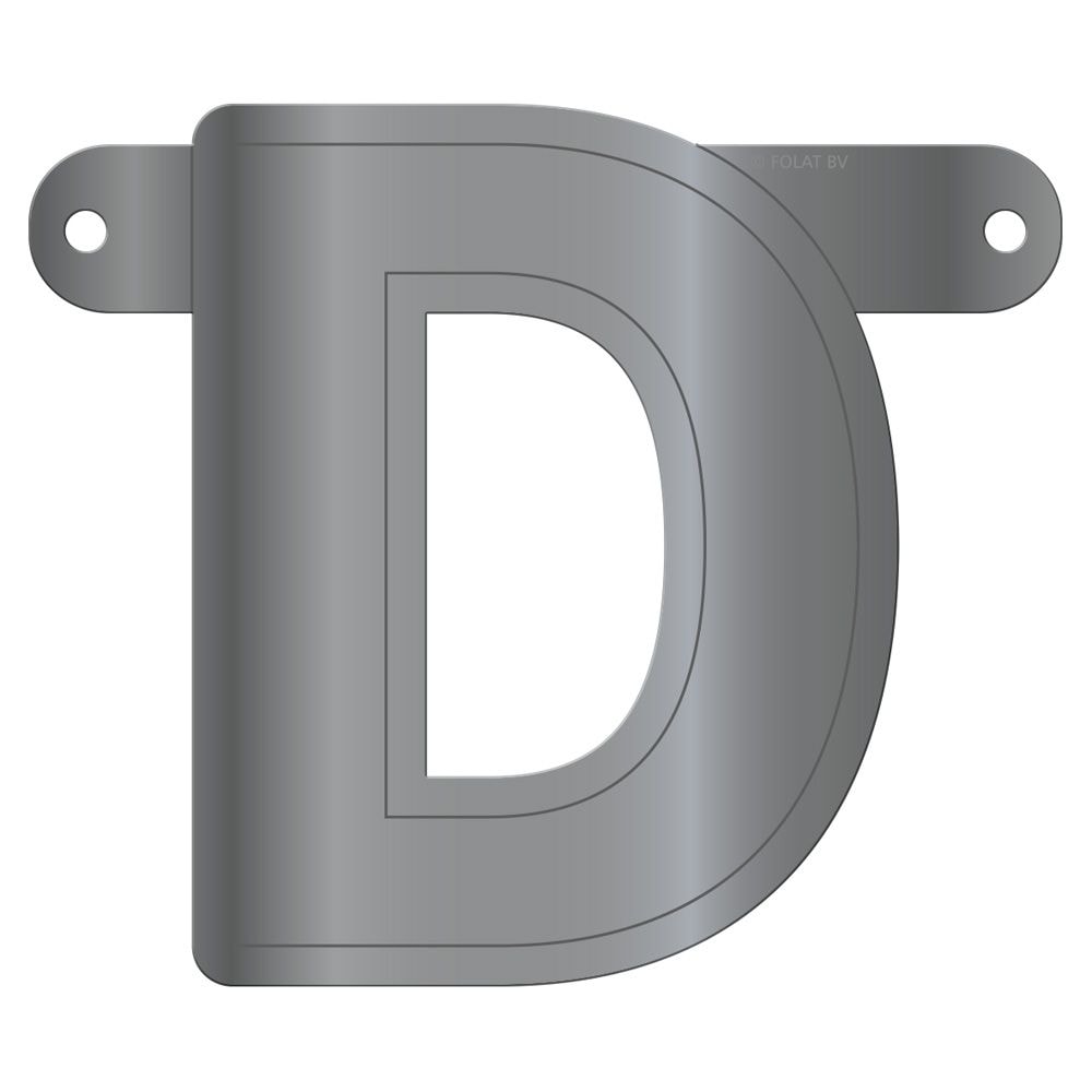 Letter D banner metallic zilver