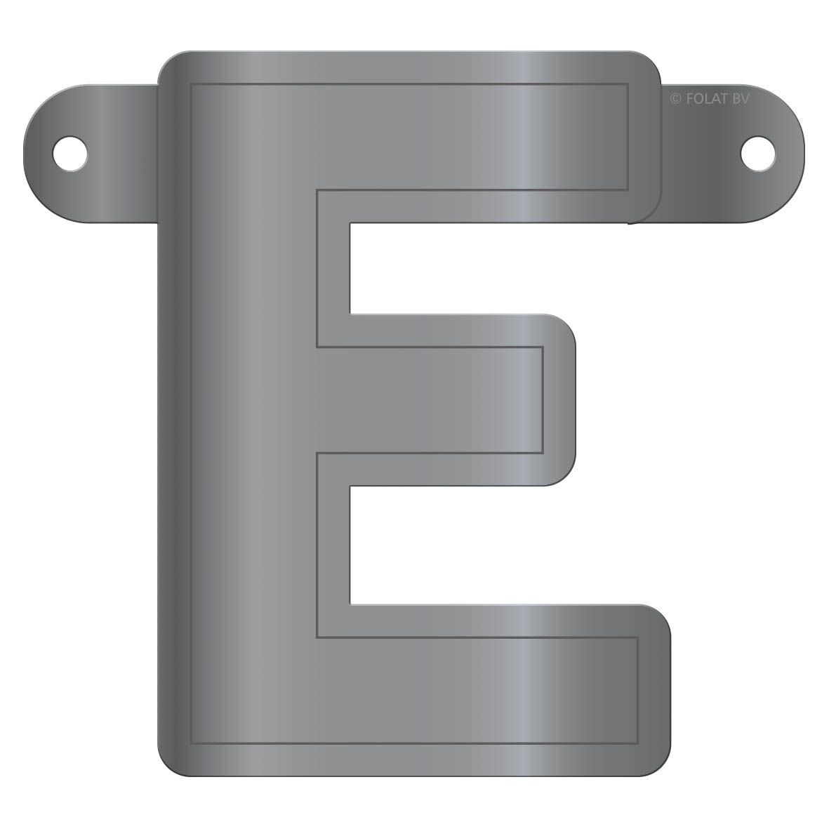 Letter E banner metallic zilver