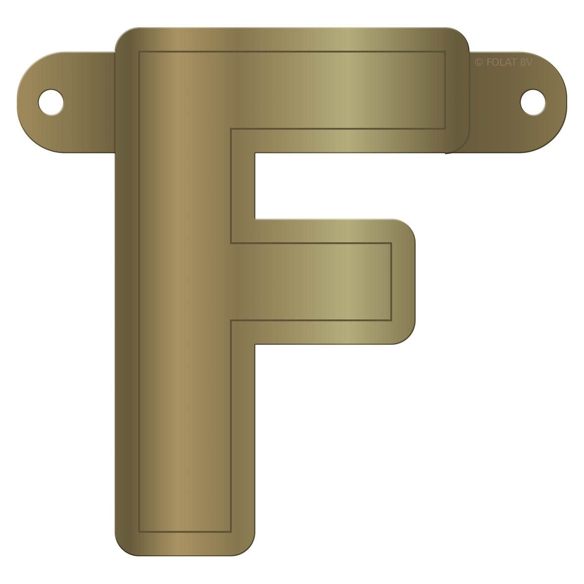 Letter F banner metallic goud