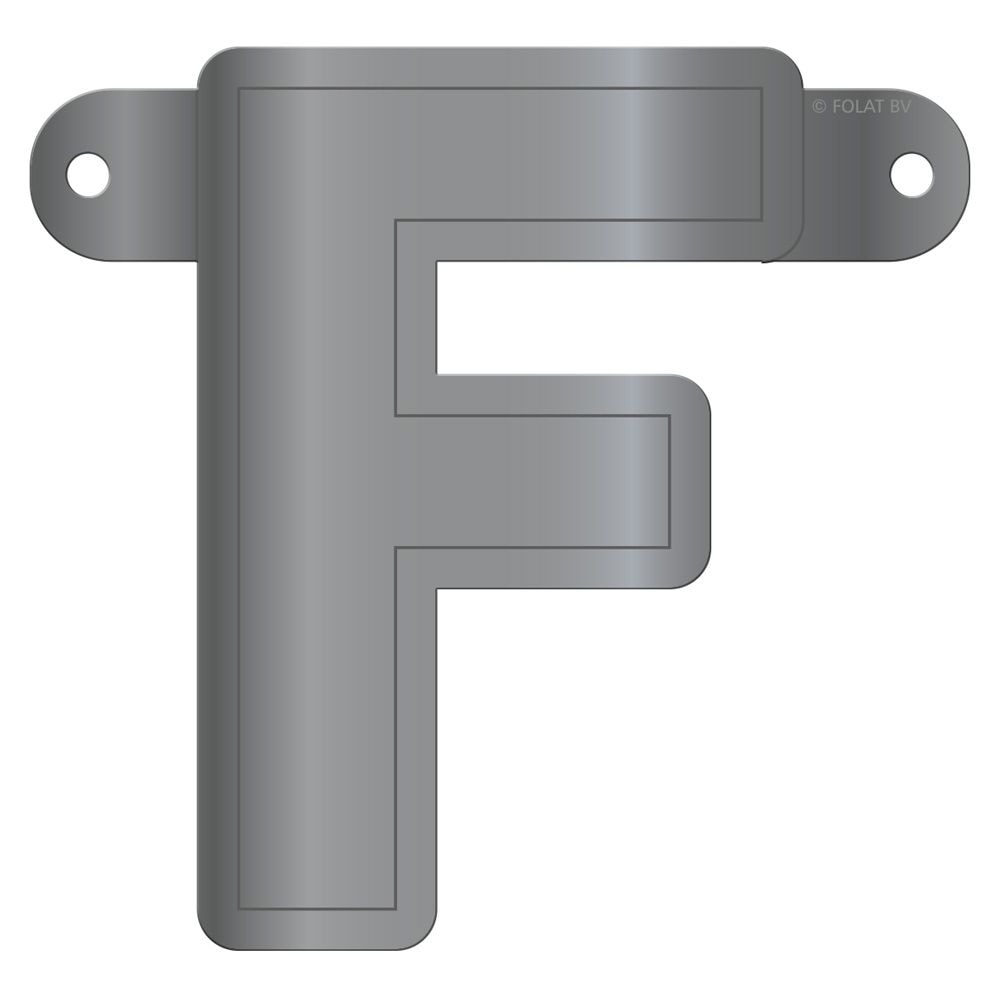 Letter F banner metallic zilver