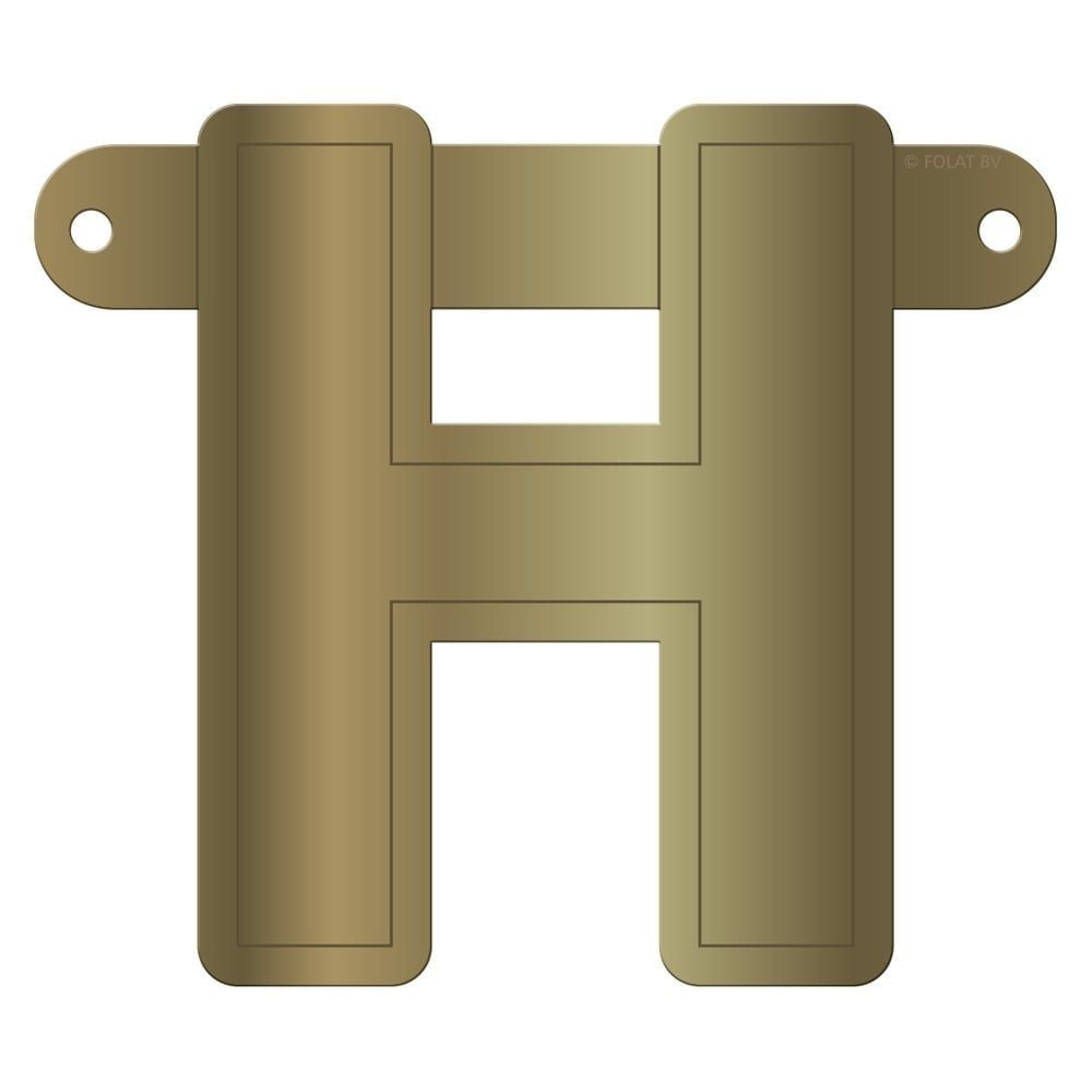 Letter H banner metallic goud