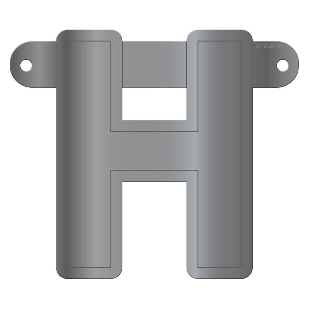Letter H banner metallic zilver