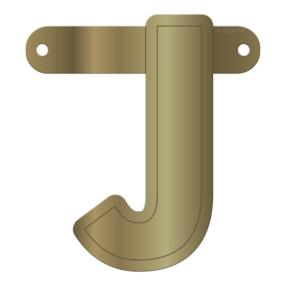 Letter J banner metallic goud