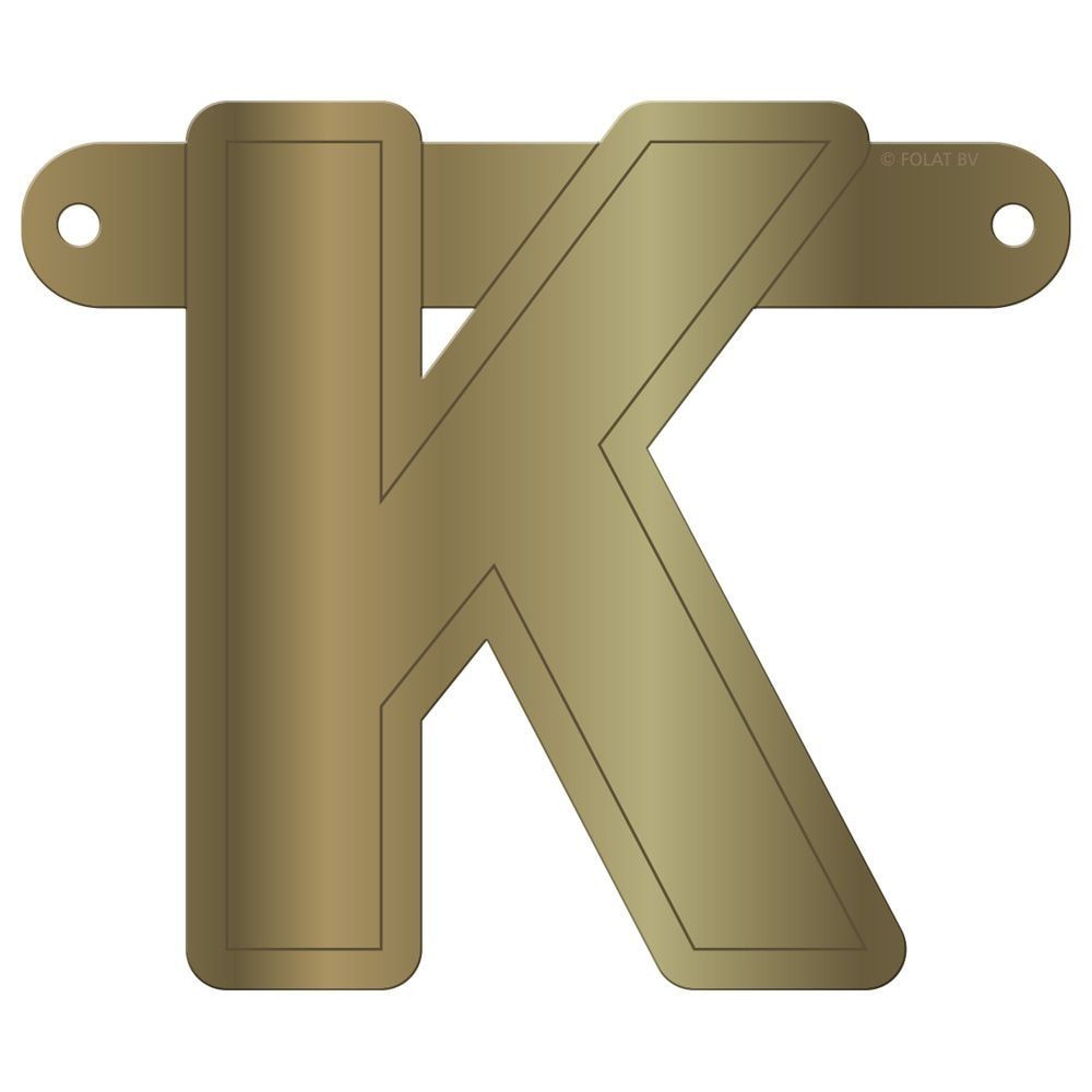 Letter K banner metallic goud