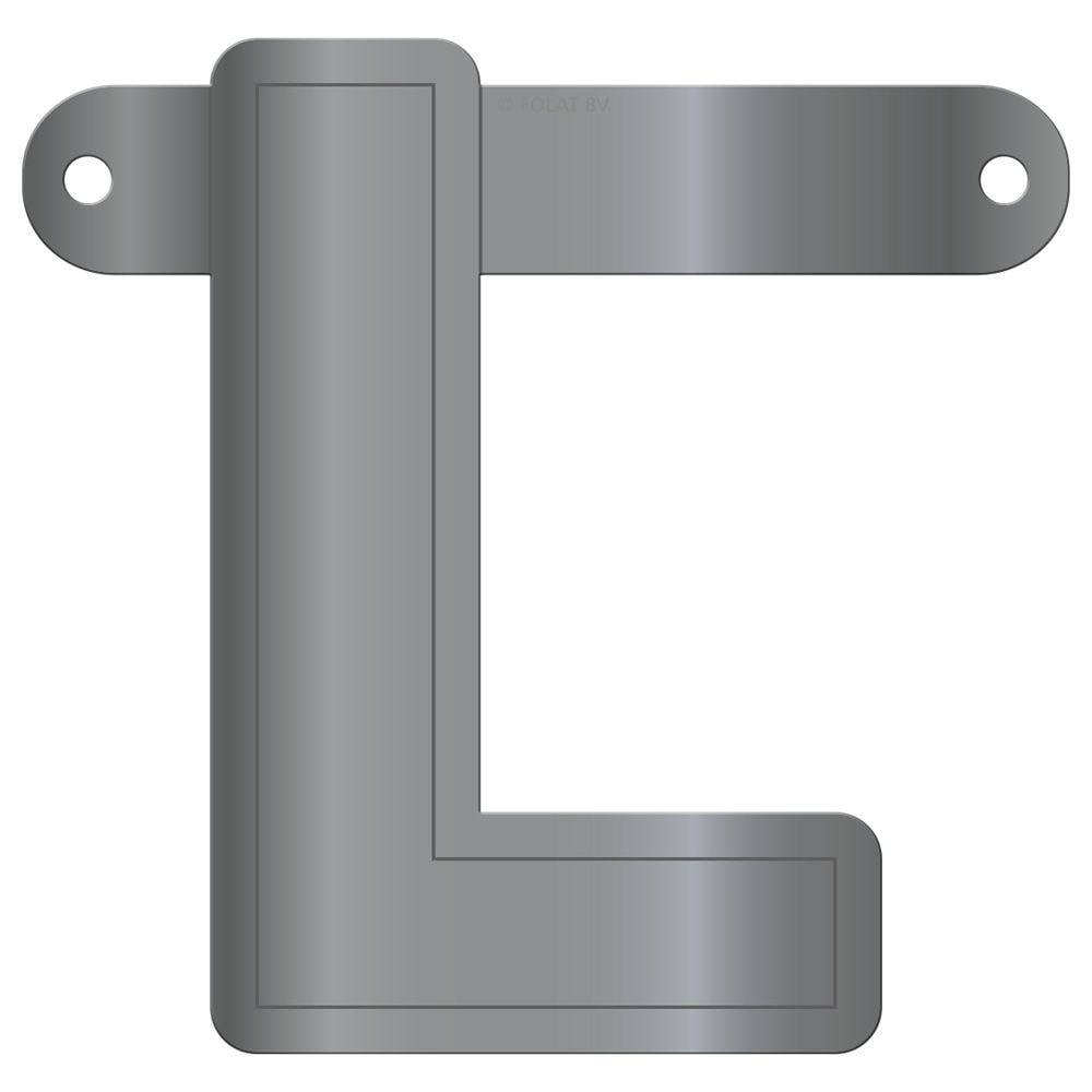 Letter L banner metallic zilver
