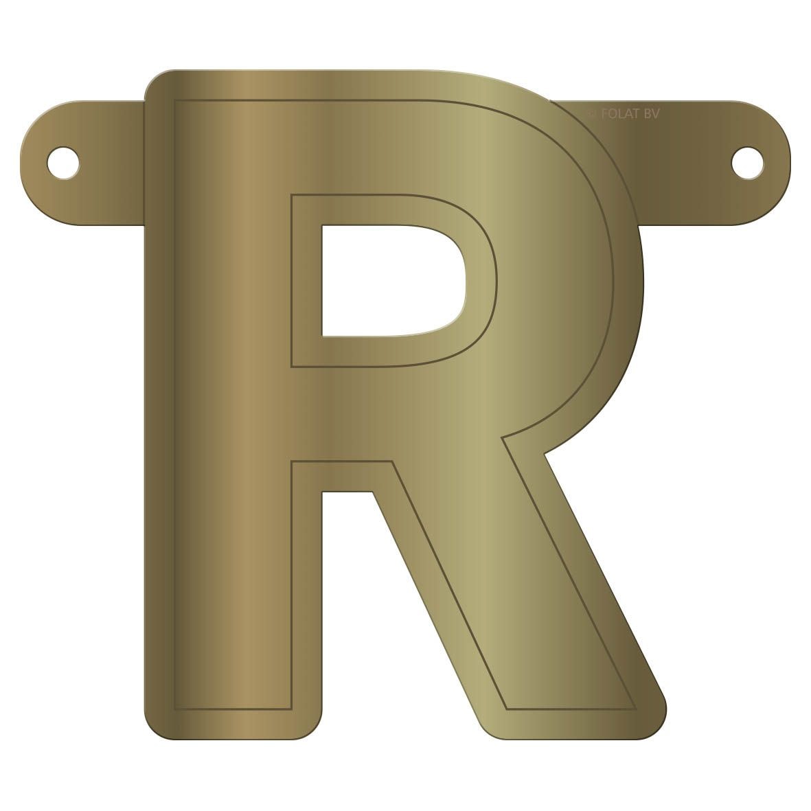Letter R banner metallic goud