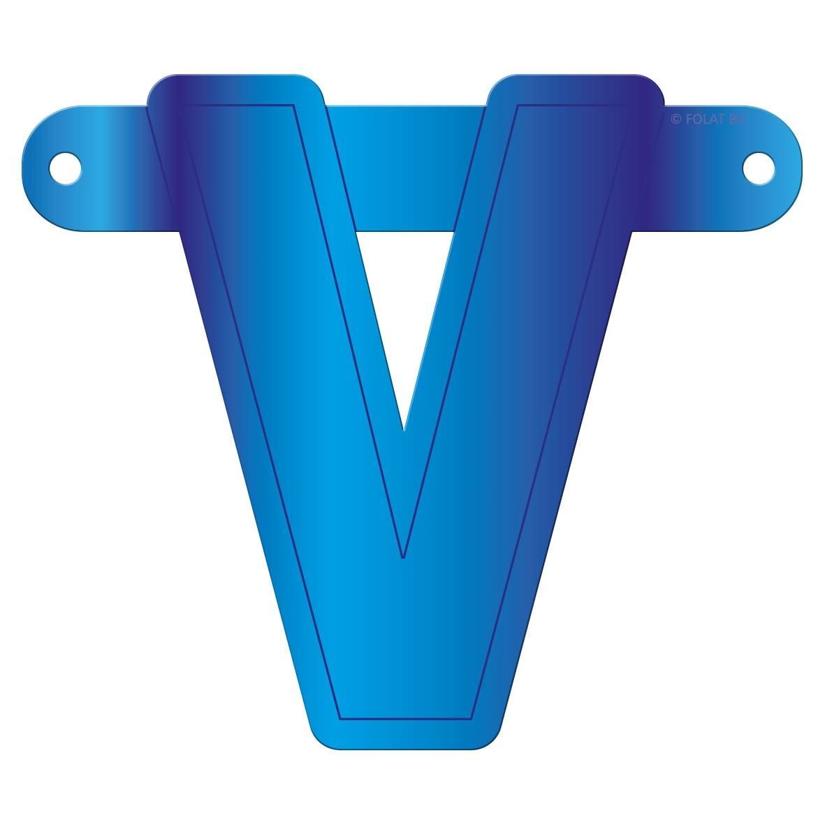 Letter V banner blauw