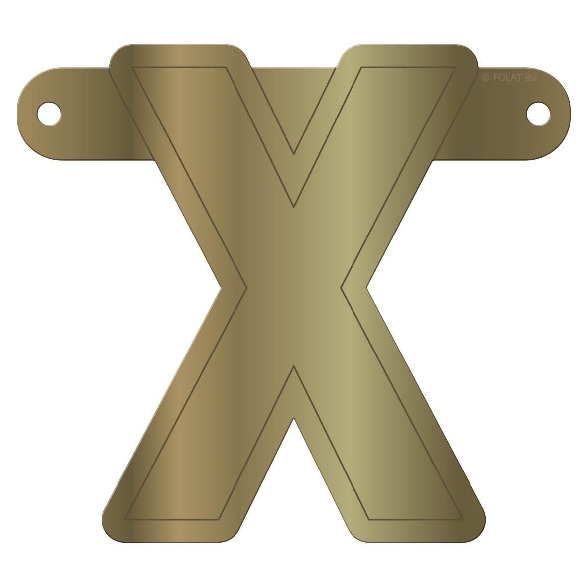 Letter X banner metallic goud
