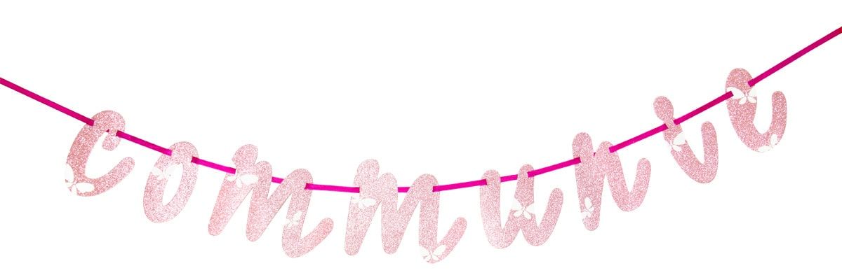 Letterslinger communie roze glitter