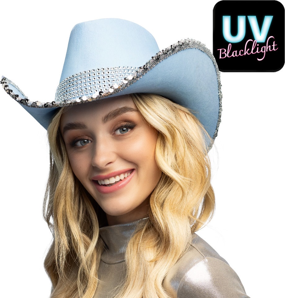 Lichtblauwe Cowboyhoed met Pailletten