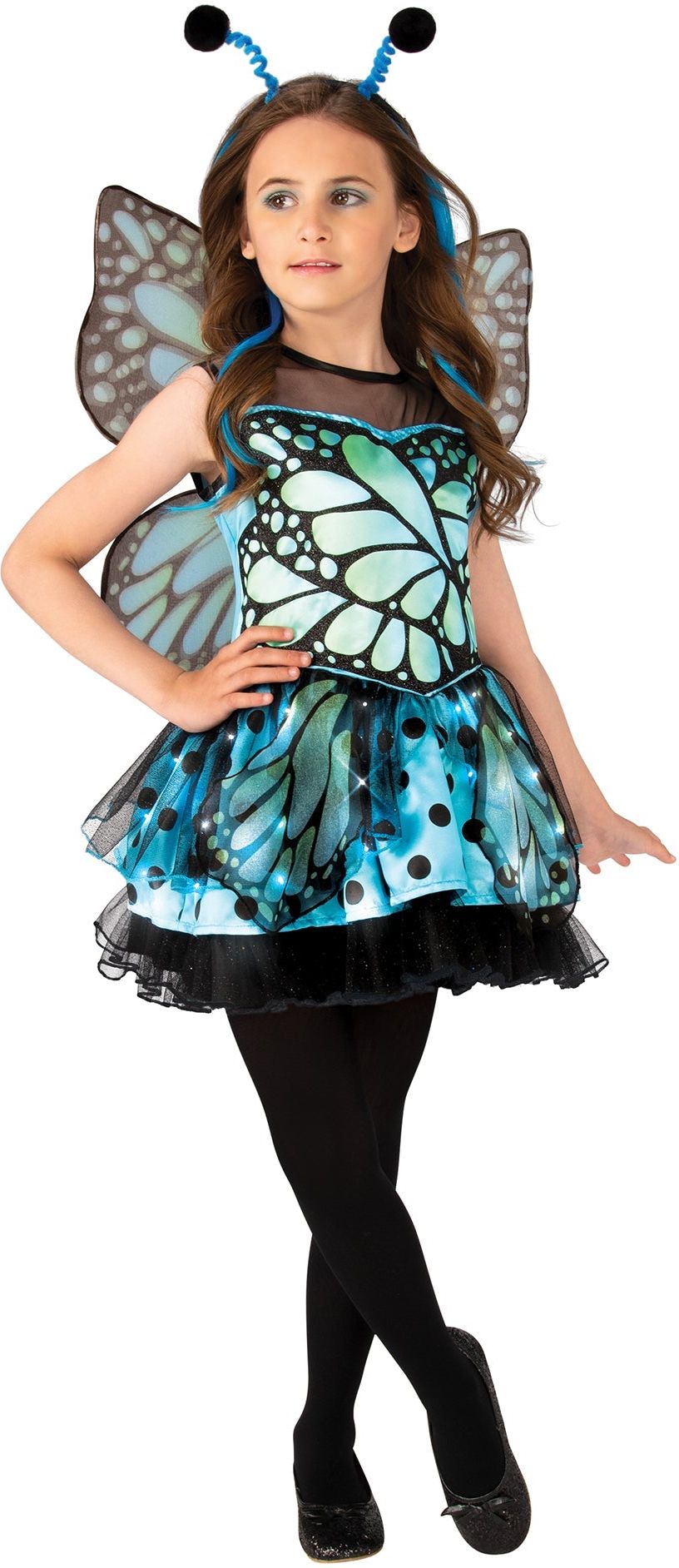 Lichtgevende Blauwe Vlinder Jurk Meisjes