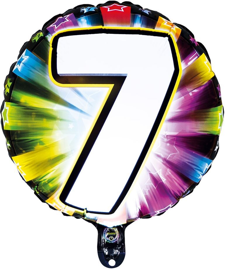 Lichtgevende folieballon cijfer 7 rond
