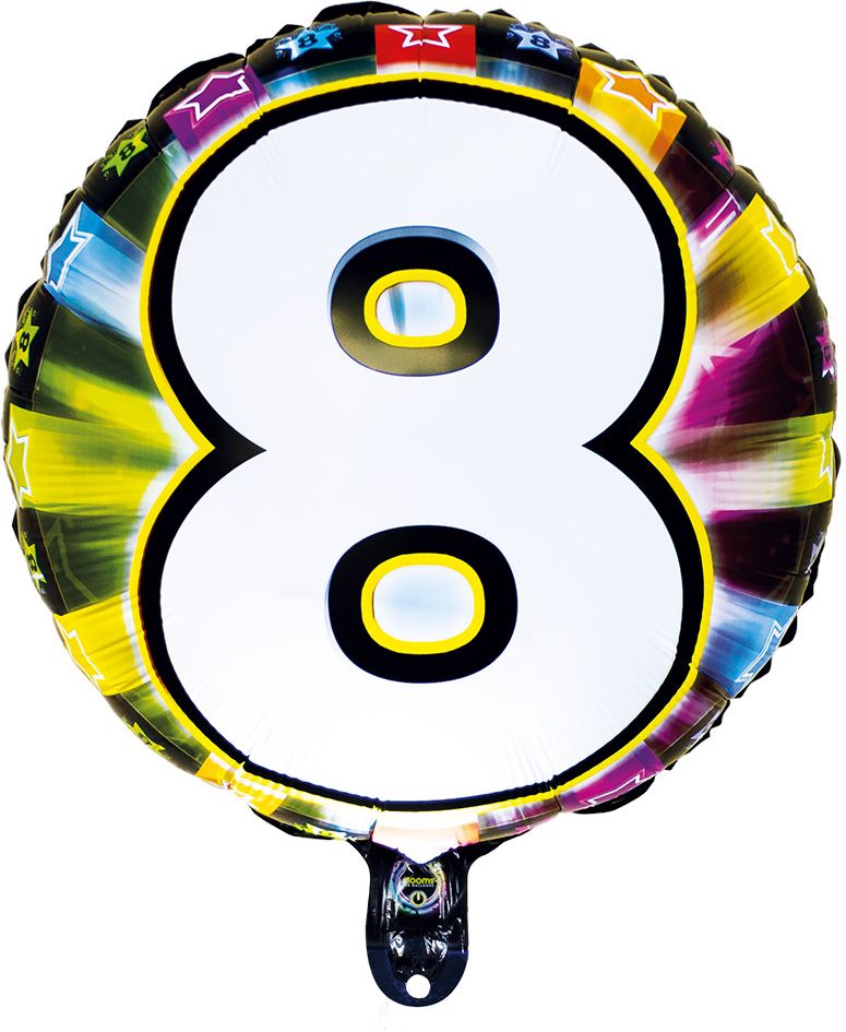 Lichtgevende folieballon cijfer 8 rond