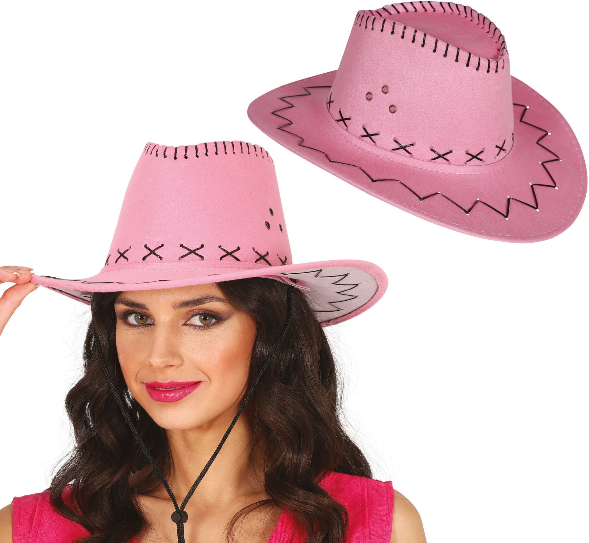 Lichtroze Cowboyhoed Suède Look Volwassenen