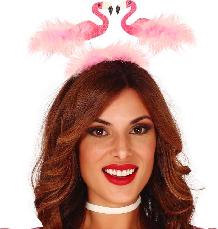 Lichtroze Flamingo Haarband met Veren