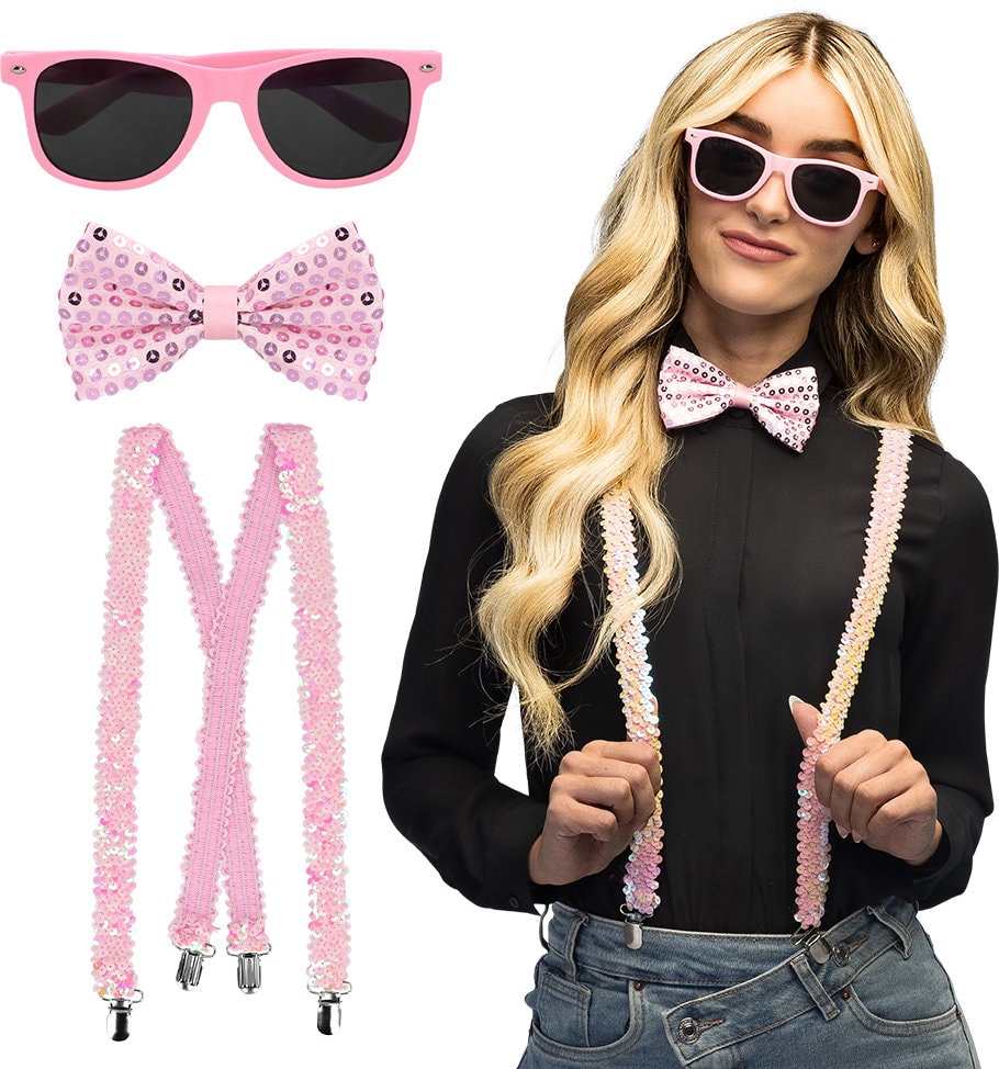 Lichtroze Oud en Nieuw Accessoireset Dames