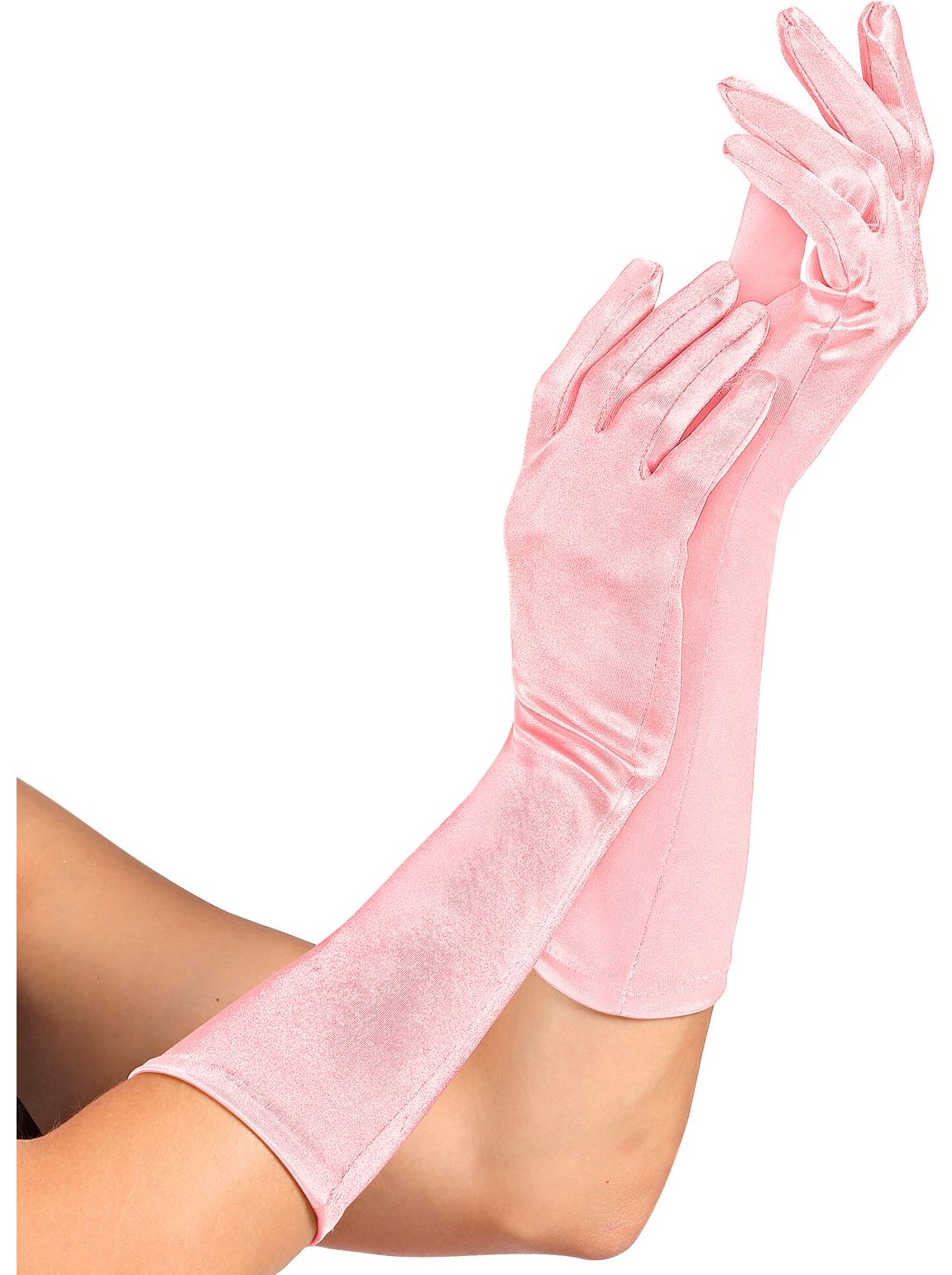 Lichtroze satijnen middellange handschoenen