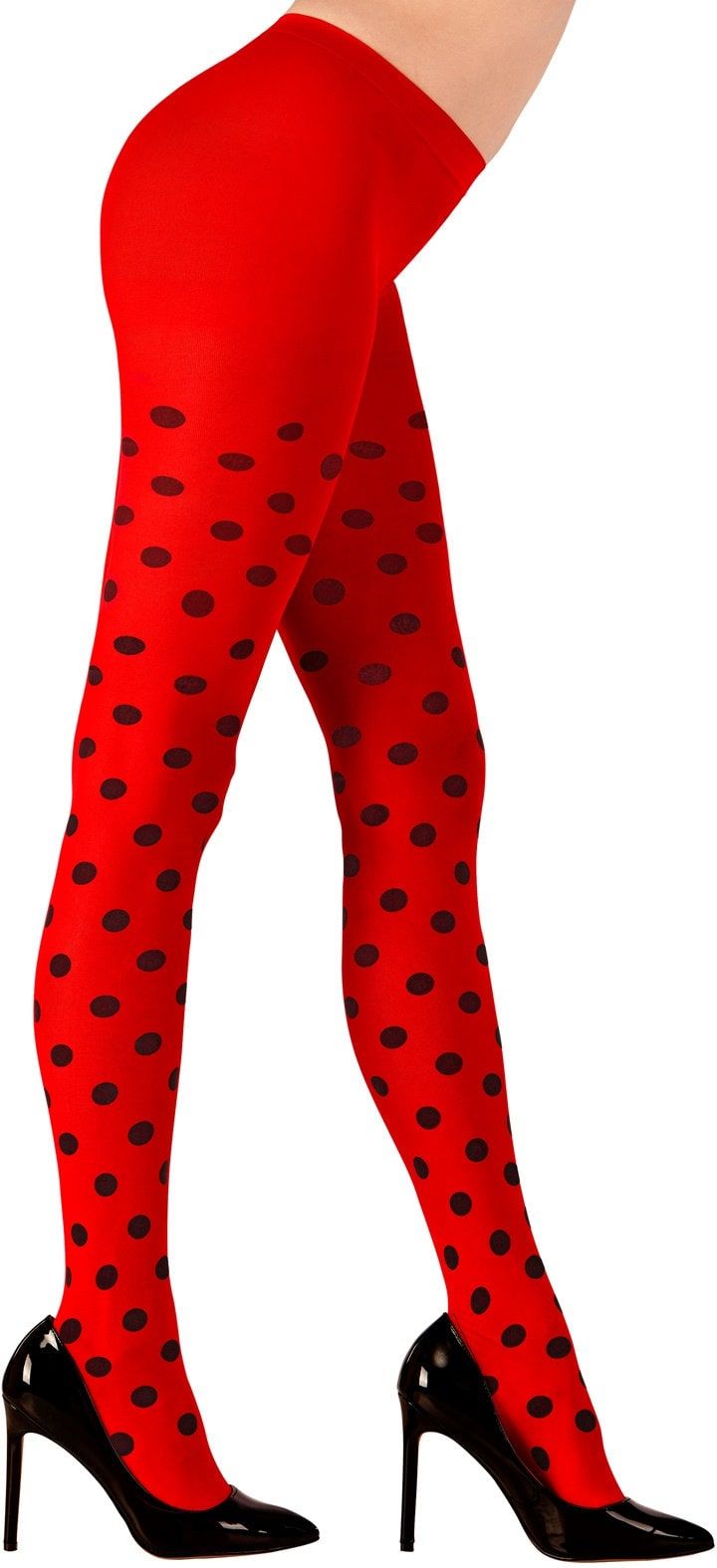 Lieveheersbeestje Panty Rood Zwart Dames