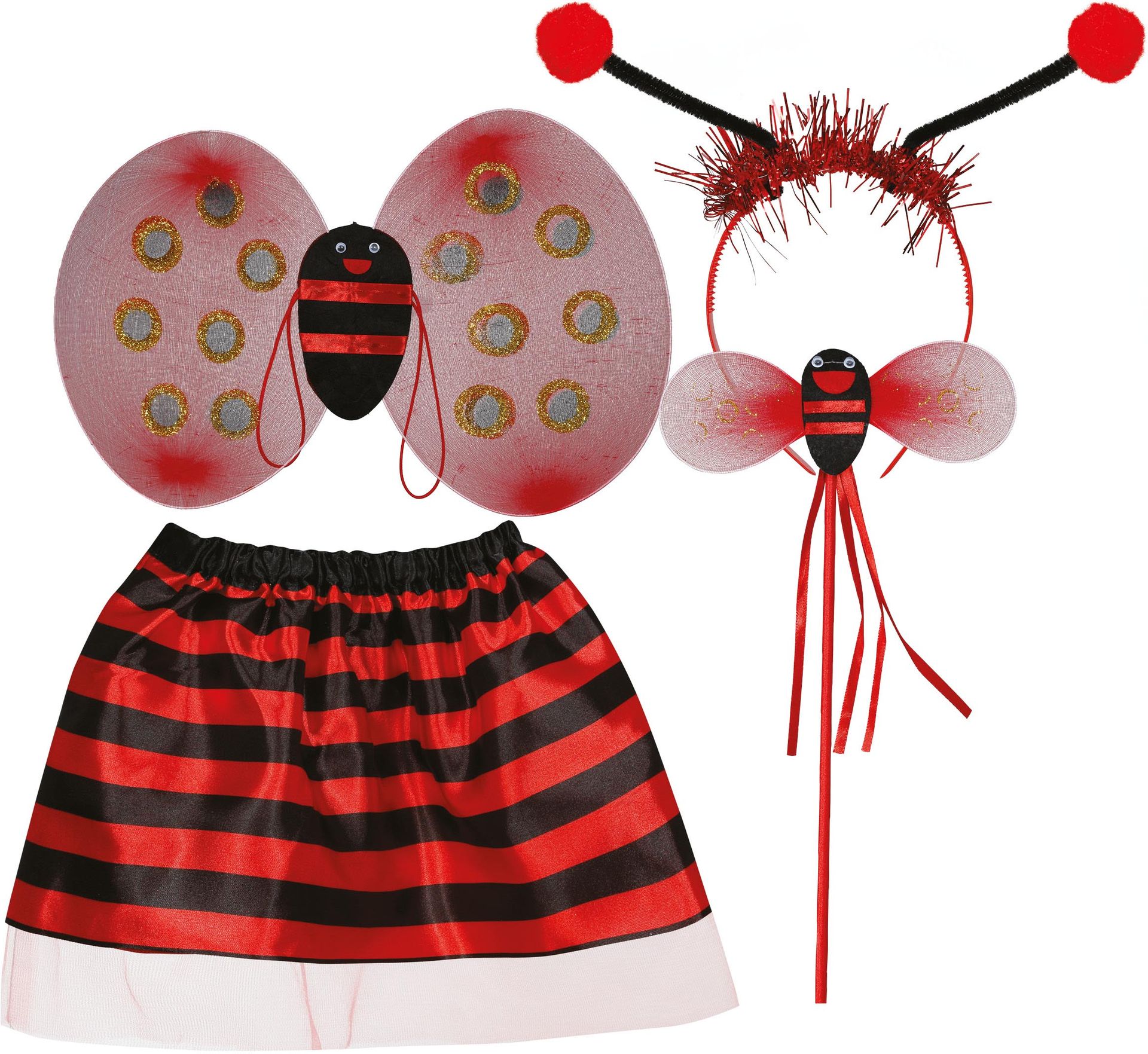 Lieveheersbeestje set Meisjes Kind Rood Zwart