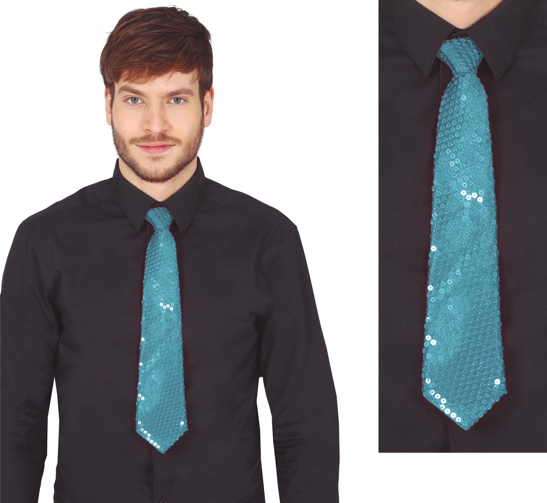Luchtblauwe Pailletten Stropdas