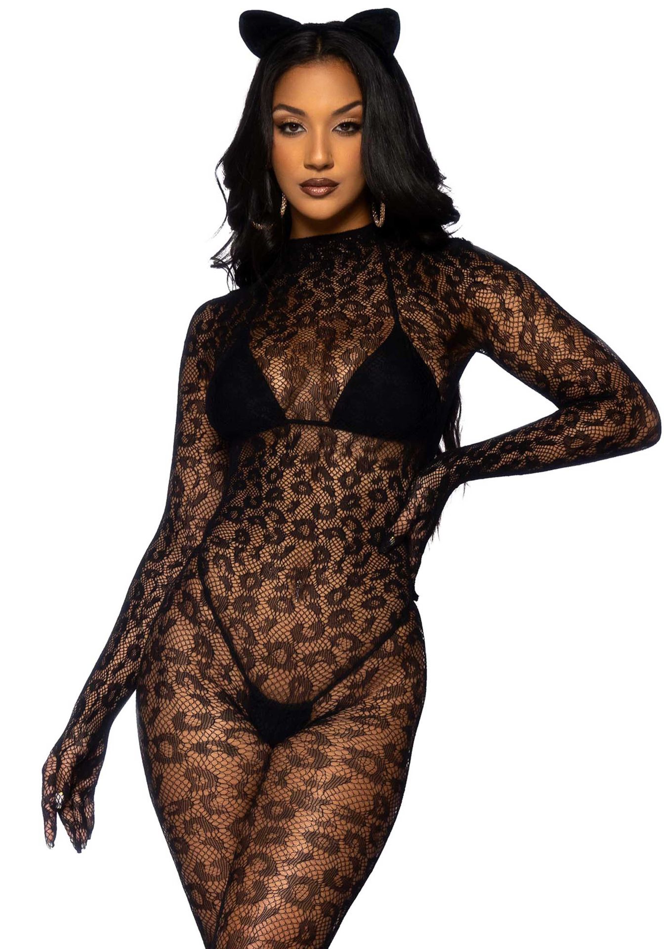 Luipaard Zwarte Bodysuit