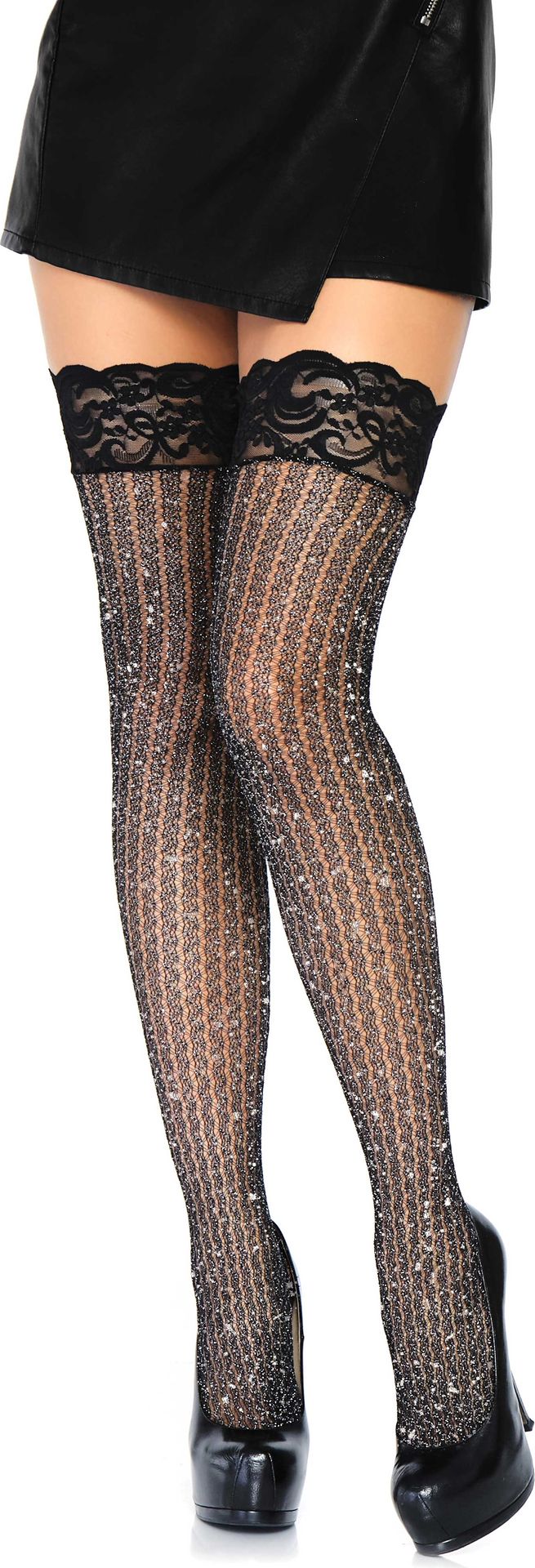 Lurex Glitter Kousen met Kant