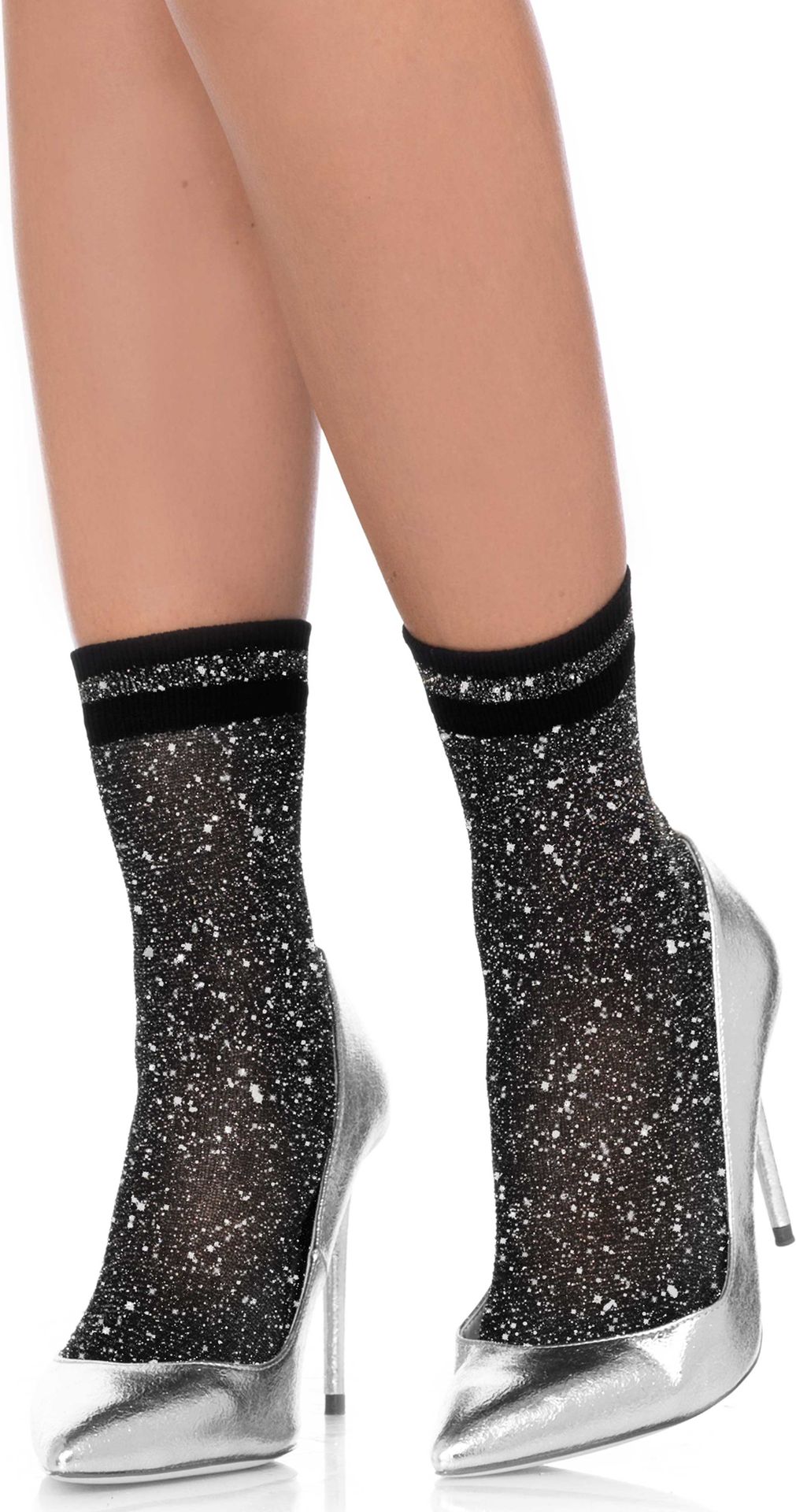 Lurex Zilver Glitter Enkelsokken