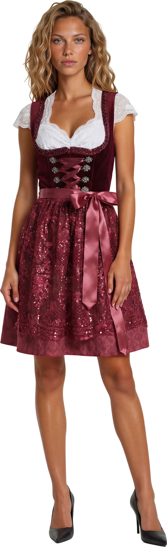 Luxe Bordeauxrode Dirndl Dames Oktoberfest