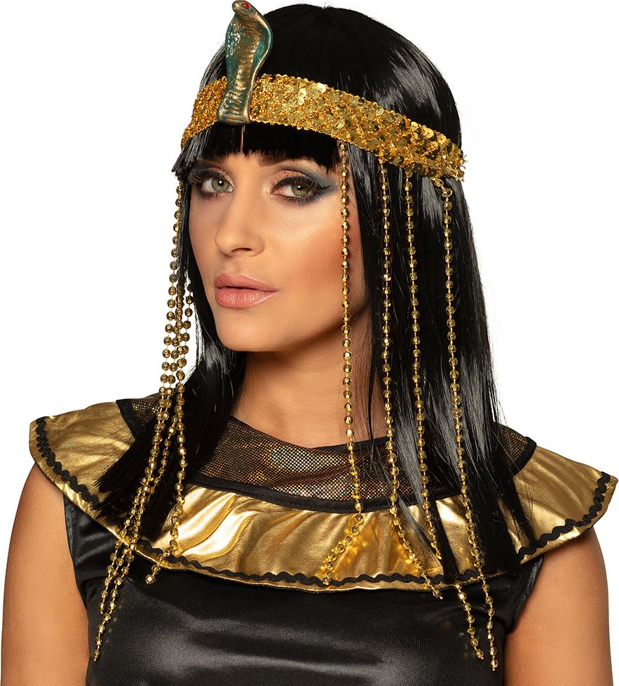 Luxe cleopatra pruik met hoofdband