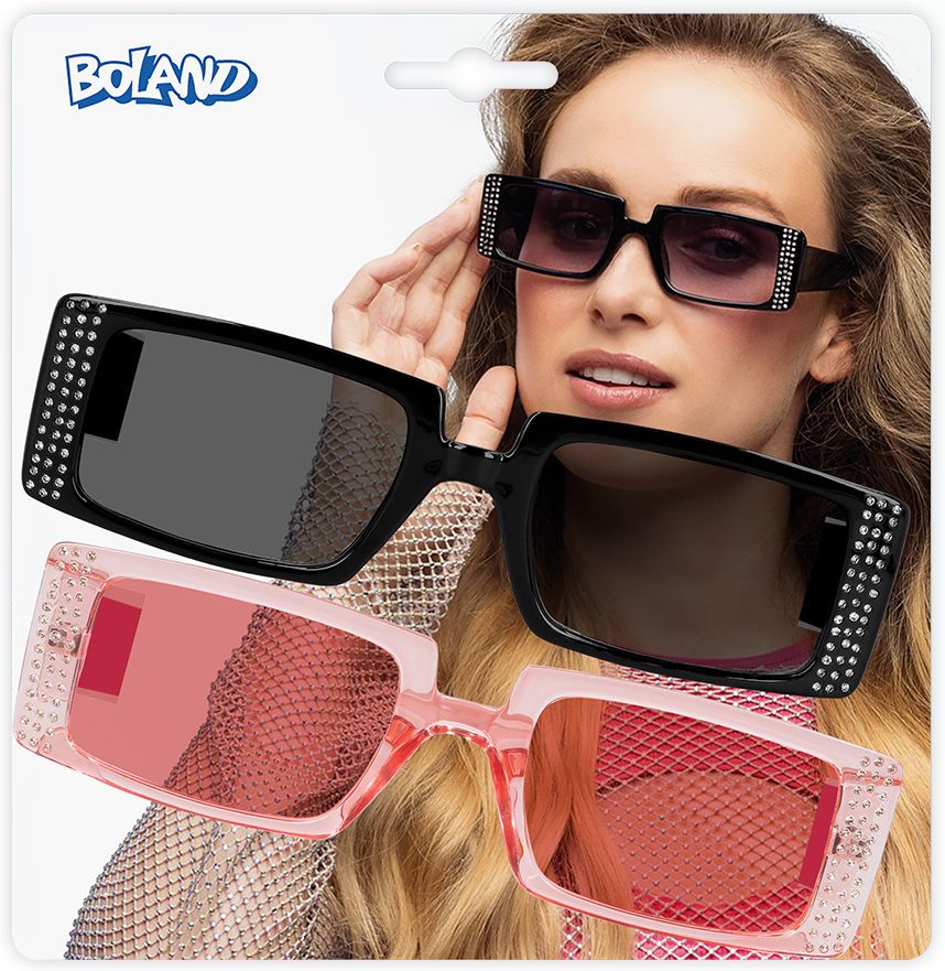 Luxe Feest Zonnebrillen Set Zwart Roze