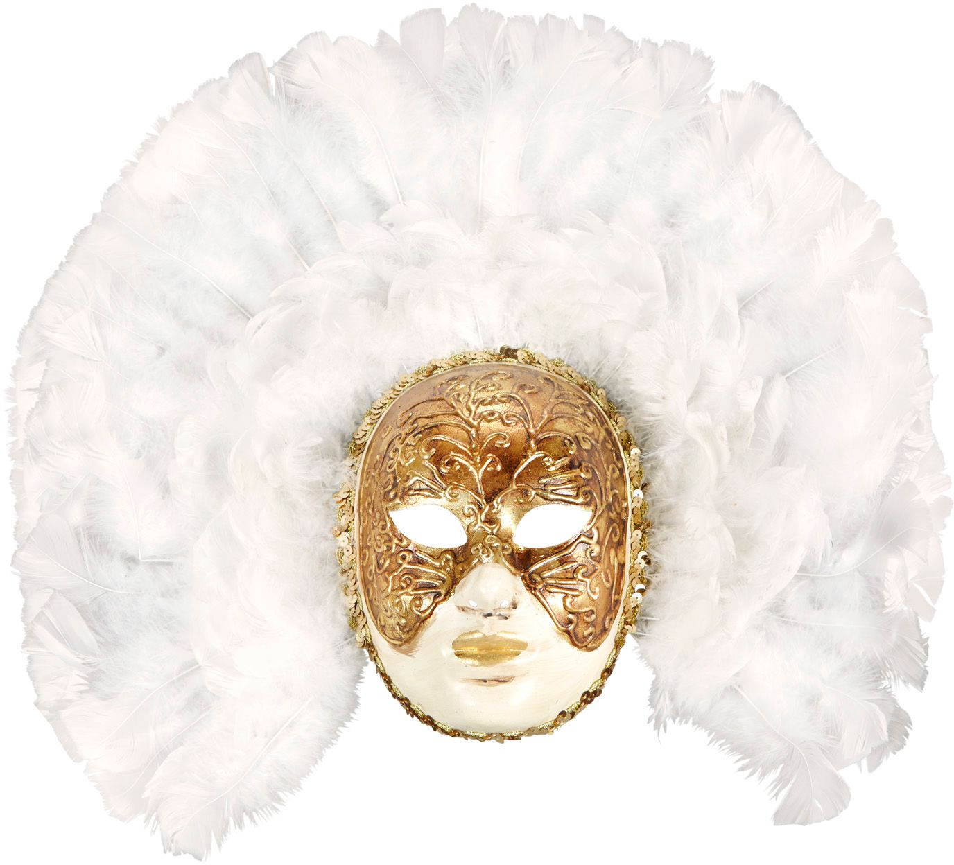 Luxe fidelio masker met witte veren